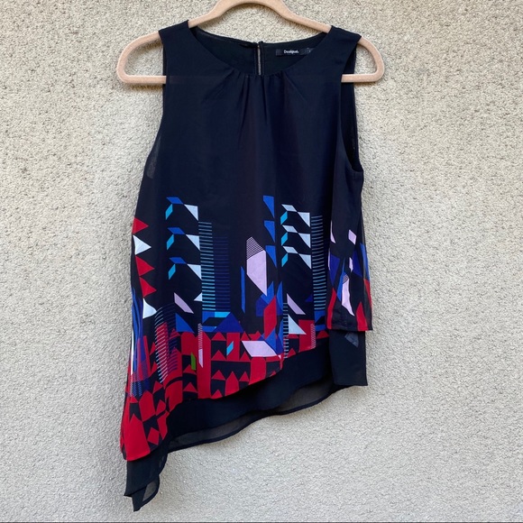 Desigual Tops - Desigual asymmetrical chiffon top blouse large